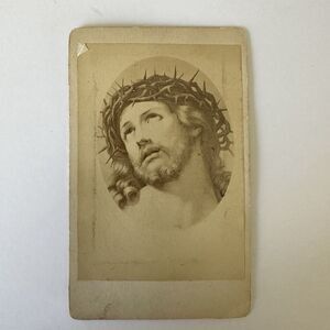 Antique CDV Card Head Of The Christ Jesus Guido Reni Religious Bible 4”x2.5”
